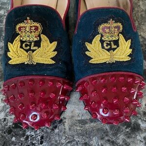 Christian Louboutin Suede/Patent Flats with Spiked Toe Sz 42 US 12